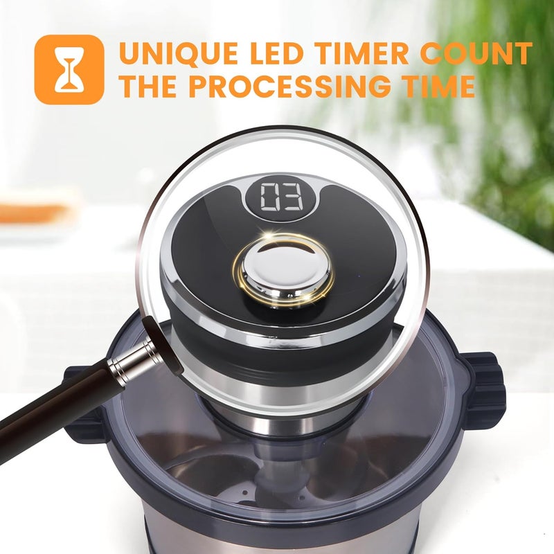BUMET 16 cup steel bowl 850W Electric Food Processor,LED timer. 3-Tiered 6 Cutting Edges blade for mincing, chopping,Ideal as meat grinder,fresh vegetables chopper,pet food process in kitchen. - Image 4
